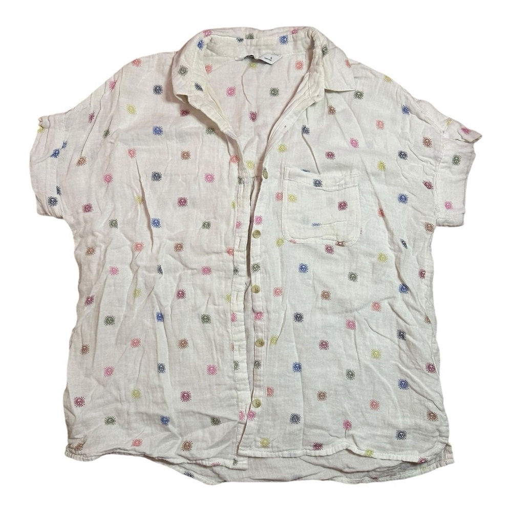 sun print linen button down
